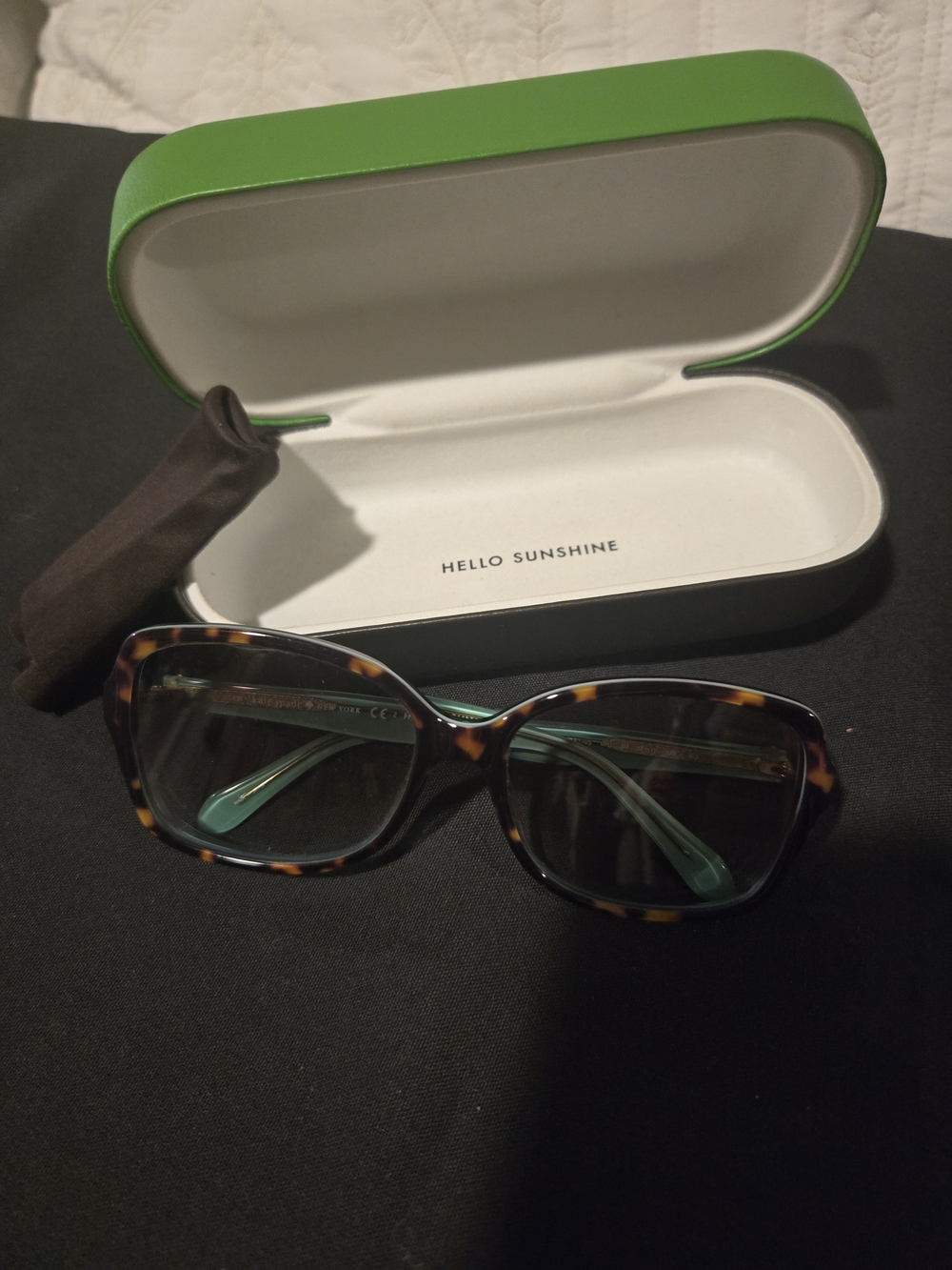 kate spade Tortoiseshell Prescription Sunglasses with Teal Temples